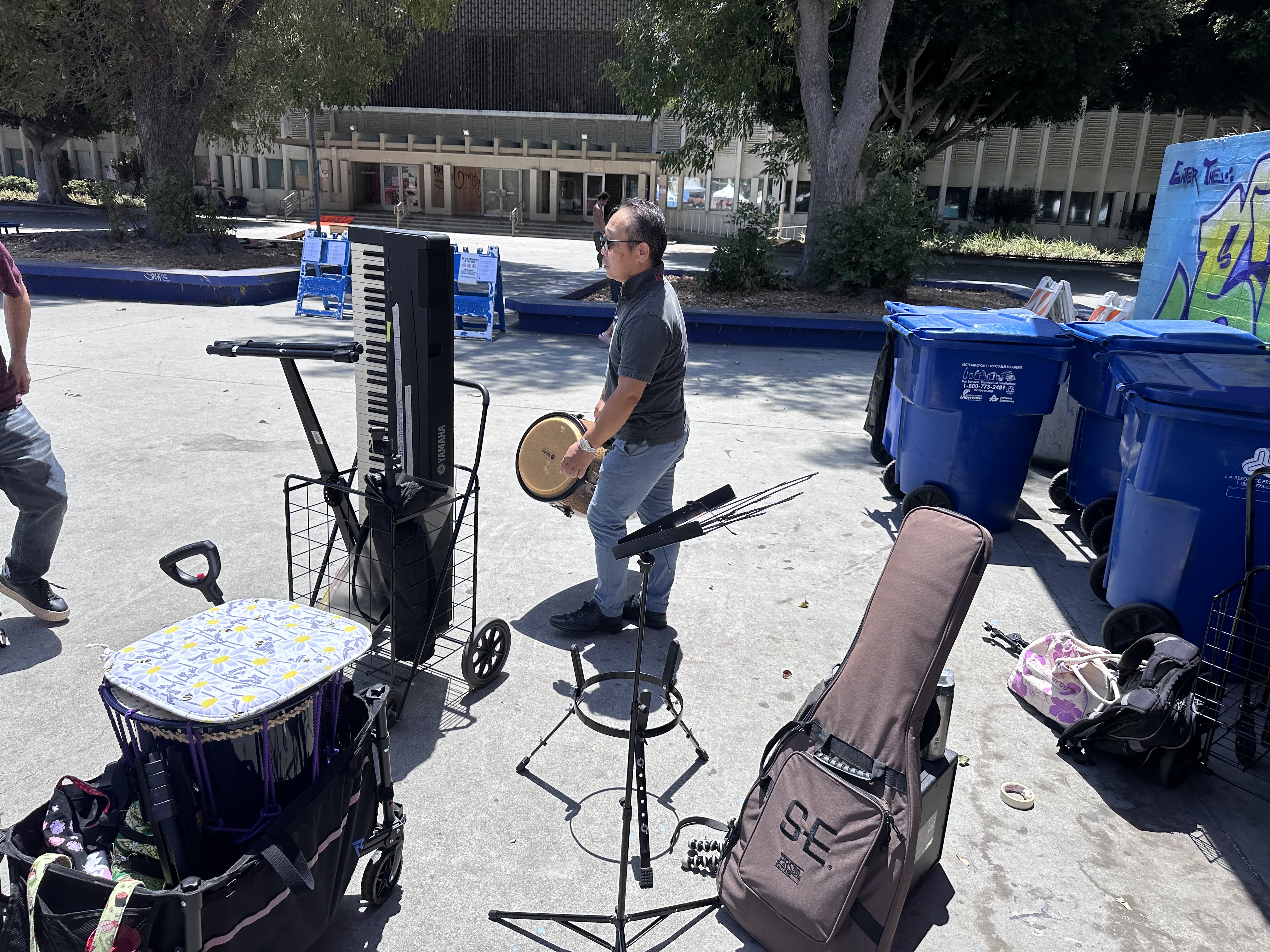 JCollective equipment being set up for a performance.